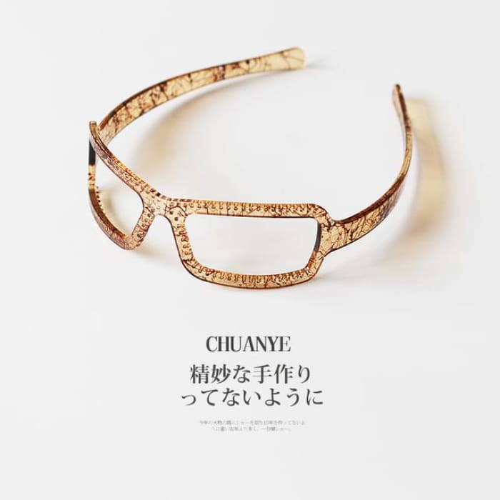 Glasses Shape Headband - 01 - Print - Coffee / One Size