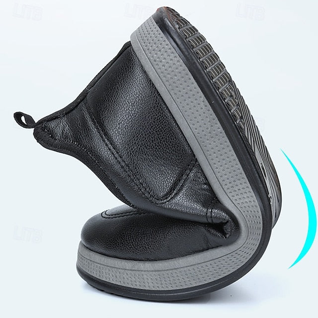 Fleece Slip-Ons Men's Boots lined Winter PU Loafers