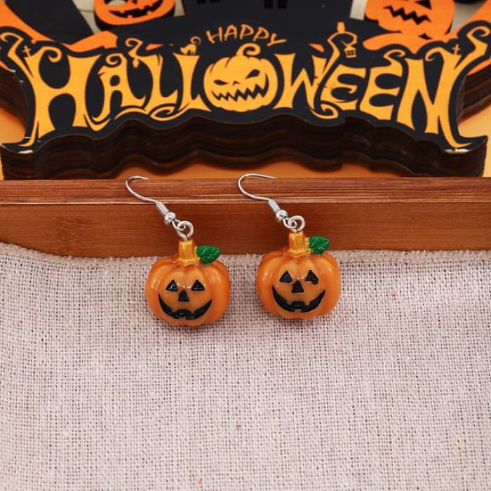 Halloween Resin Drop Earring - 1 Pair - E6363 - Pumpkin