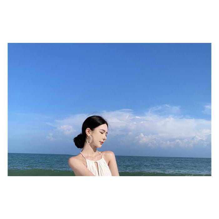 Halter Plain Cutout Maxi Sundress