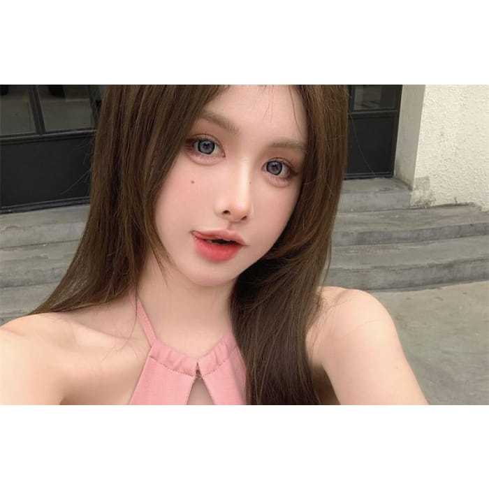 Halter Plain Cutout Padded Crop Cami Top