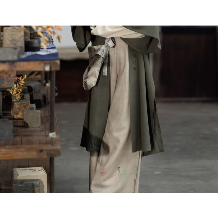Hanfu Open Front Jacket / Top / Wide Leg Pants / Crossbody