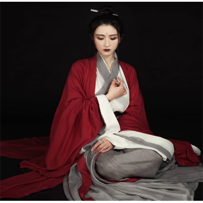 Hanfu Set Of 3: Red Long