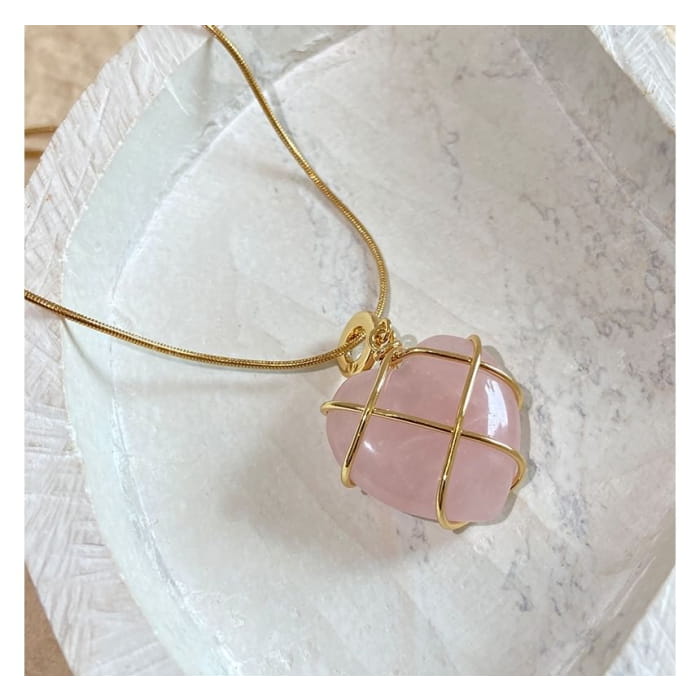 Heart Moonstone Pendant Alloy Necklace