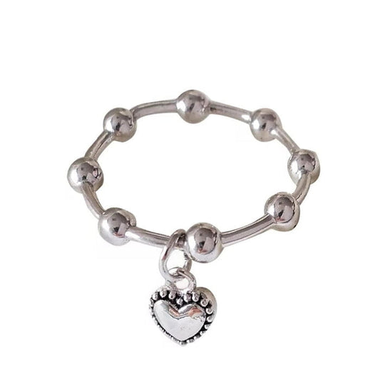 Heart Pendant Ring - Adjustable / Silver - ring