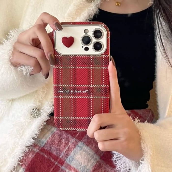 Heart Plaid Phone Case - iPhone 16 Pro Max / Plus / 15 / 14
