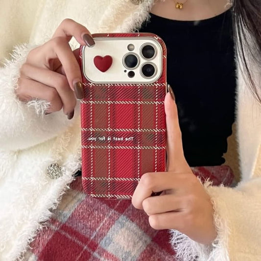 Heart Plaid Phone Case - iPhone 16 Pro Max / Plus / 15 / 14