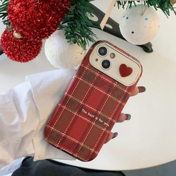 Heart Plaid Phone Case - iPhone 16 Pro Max / Plus / 15 / 14