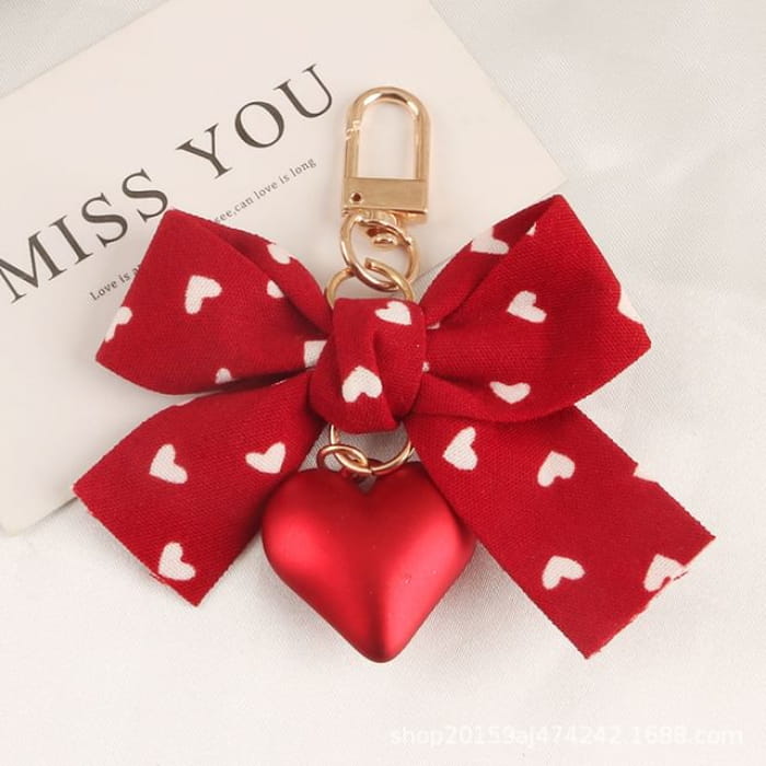 Heart / Ribbon Keyring (Various Designs) - Q825-2 - Bow &