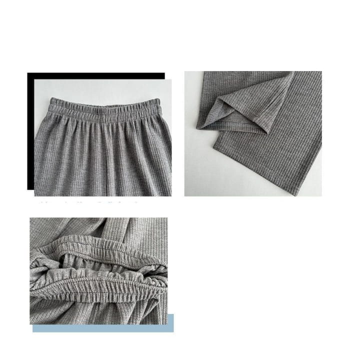 High Rise Wide Leg Plain Knit Sweatpants