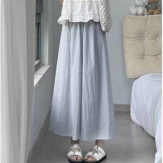 High Waist Plain Midi Skort