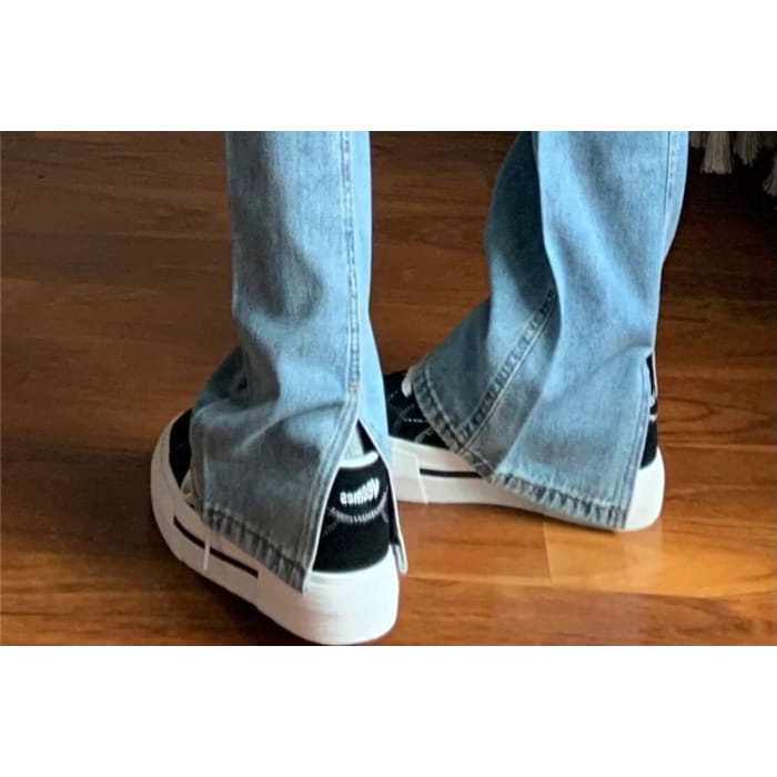 High Waist Washed Bootcut Jeans