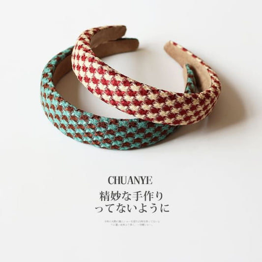 Houndstooth Headband - Type 02 - Red / One Size