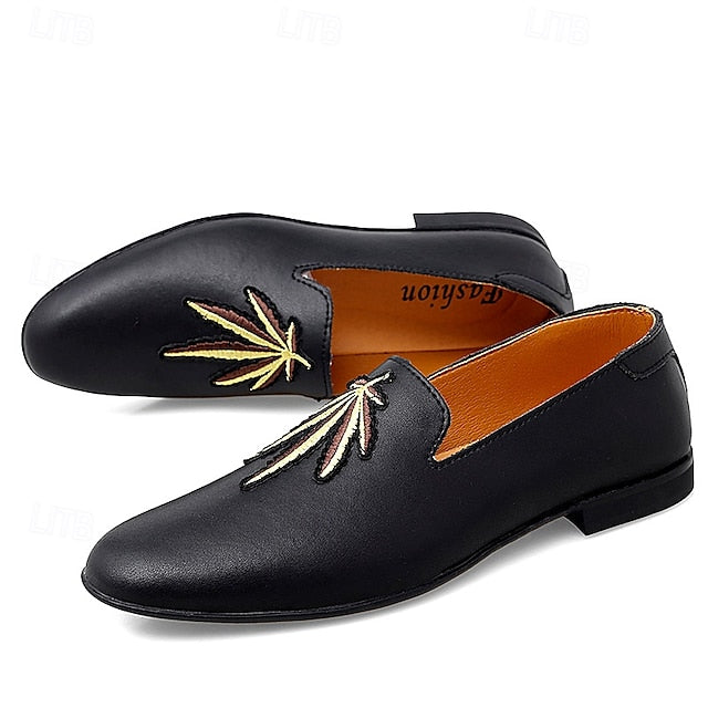 Prom Shoes Faux Leather Loafers with - Men's Feather White