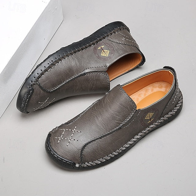 Beige Faux Leather Handmade – Men's Genuine Moccasins