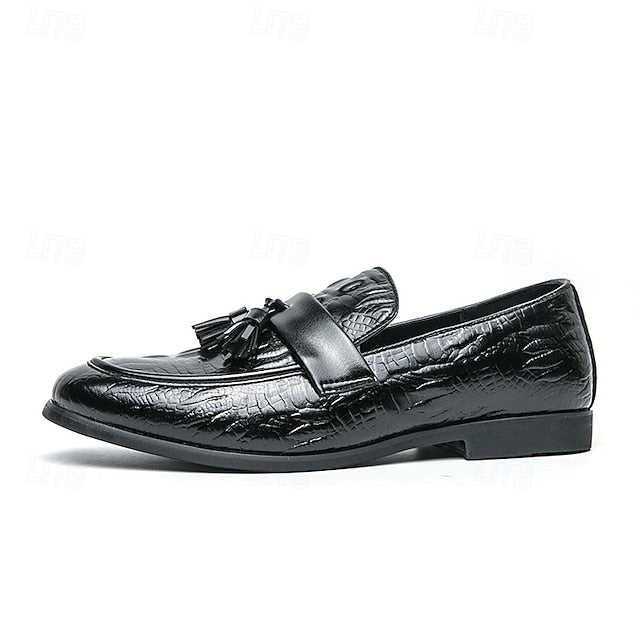 Crocodile Embossed with Faux Leather Men's Loafers Green