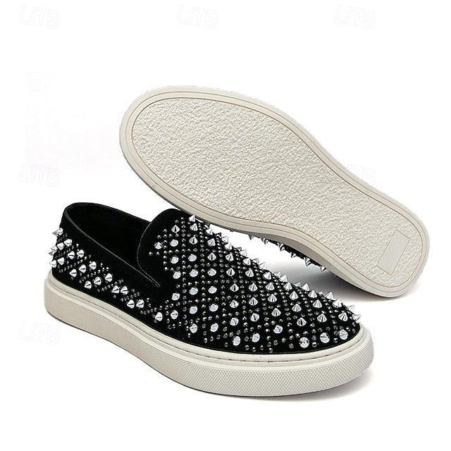 Black Detailing - Shoes Elegant with Pearl Men's Slip-On