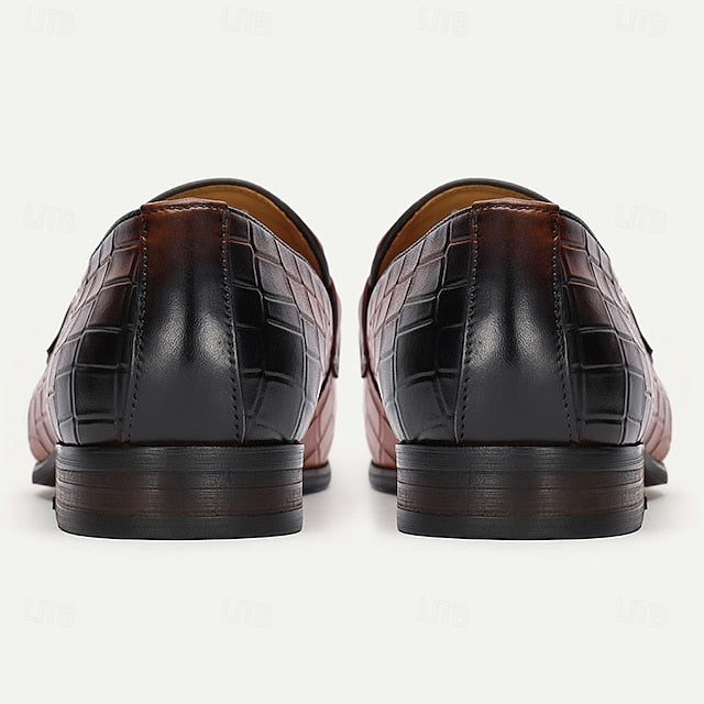 Brown Tassel Men's and Loafers Faux with Suede Detail