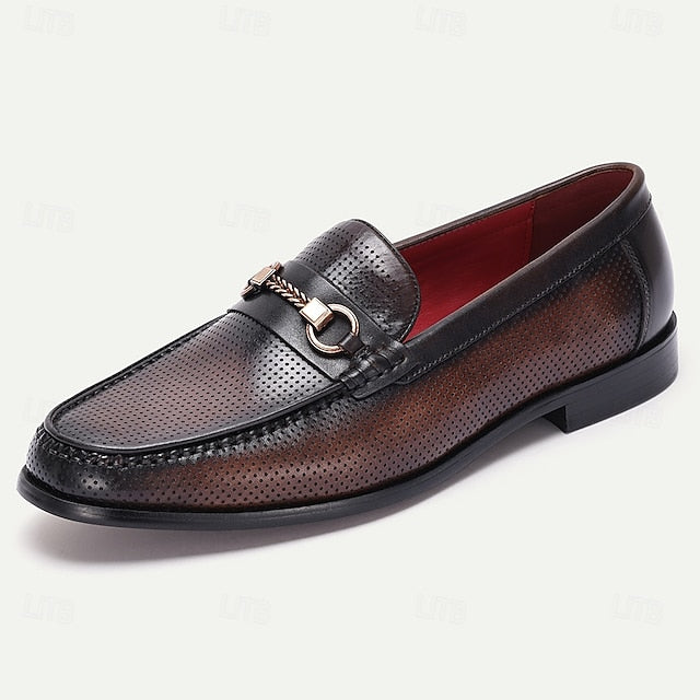 Leather Textured Premium Black Loafers – Men's 100%