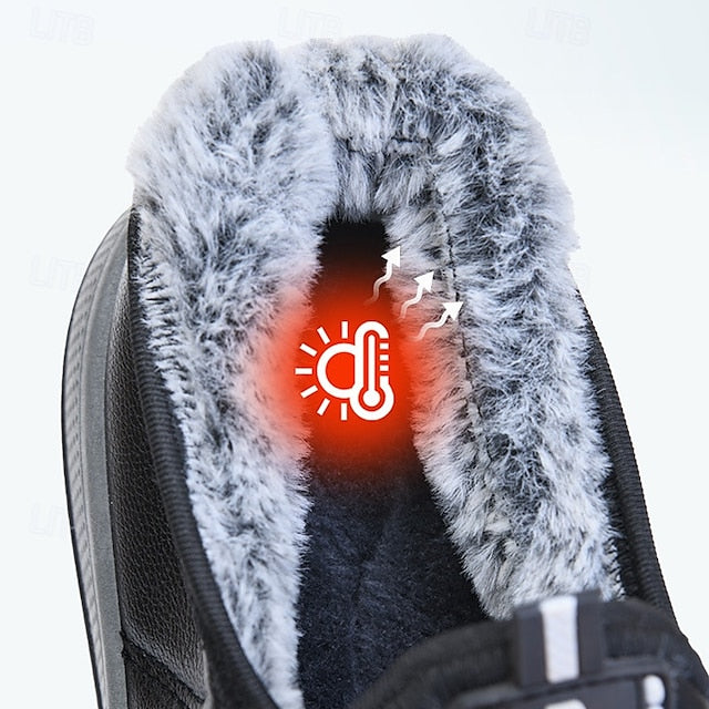 Fleece Slip-Ons Men's Boots lined Winter PU Loafers