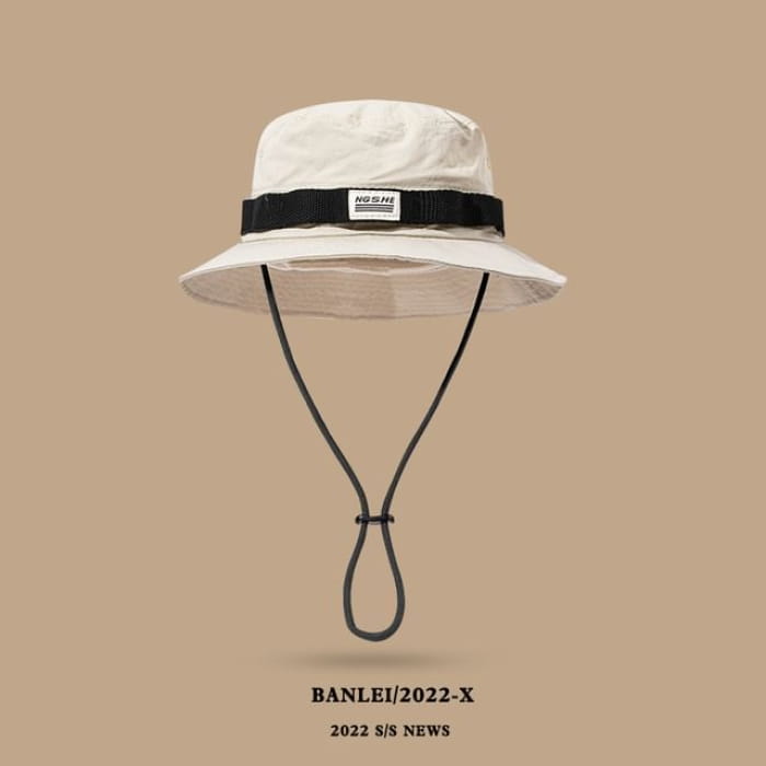 Lettering Applique Boonie Hat - Off-White / One Size