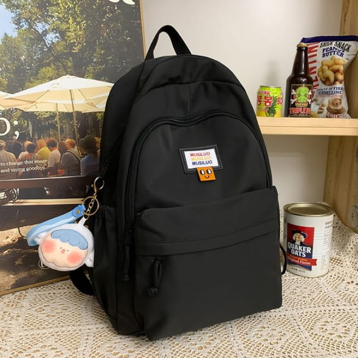 Lettering Applique Nylon Backpack / Bag Charm / Set - of 2