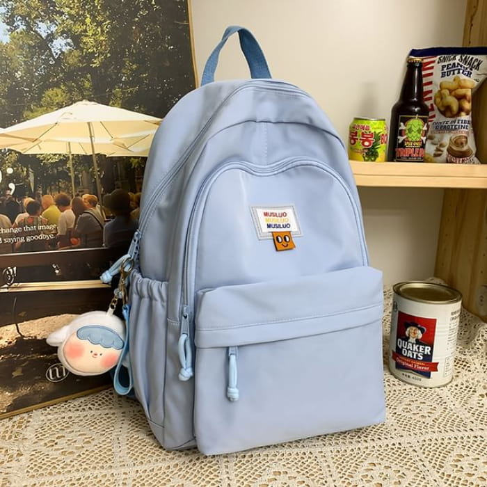 Lettering Applique Nylon Backpack / Bag Charm / Set - of 2