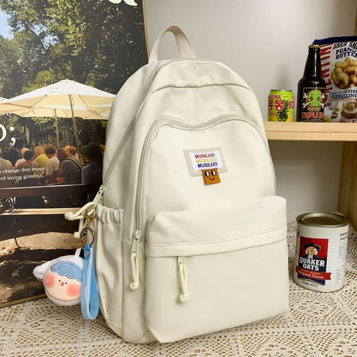 Lettering Applique Nylon Backpack / Bag Charm / Set - of 2