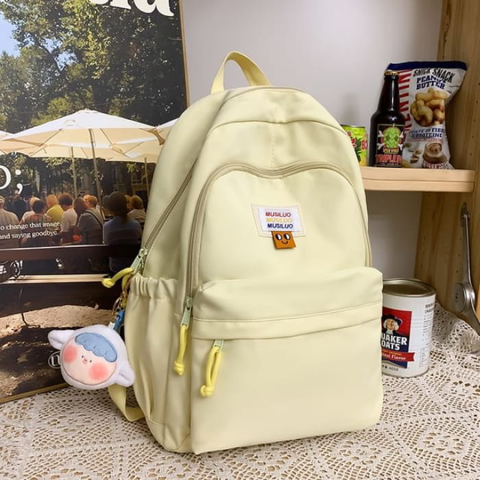 Lettering Applique Nylon Backpack / Bag Charm / Set - of 2