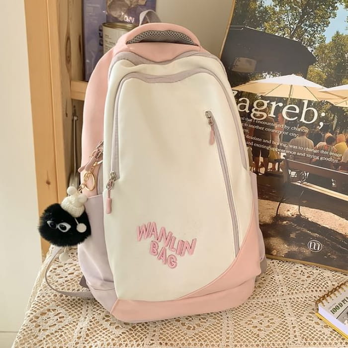 Lettering Backpack / Bobble Charm / Set - With - Pink &