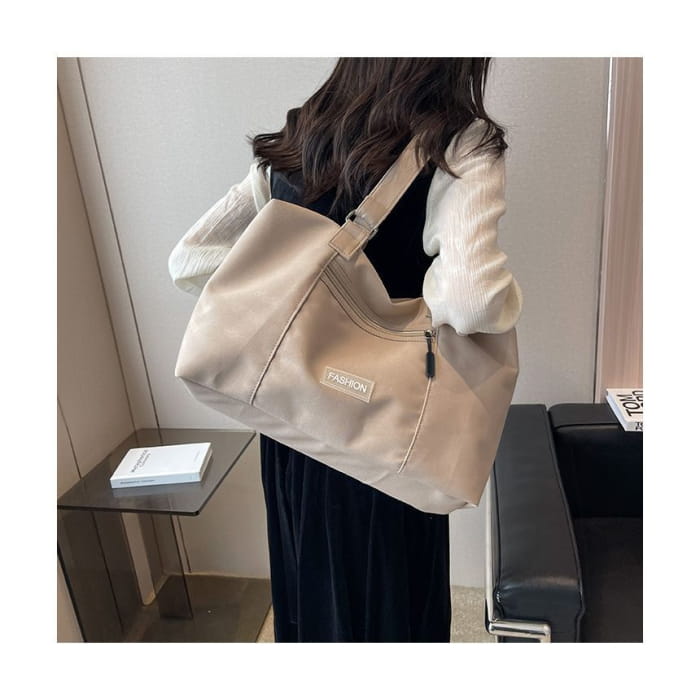 Lettering Label Applique Plain Carryall Bag