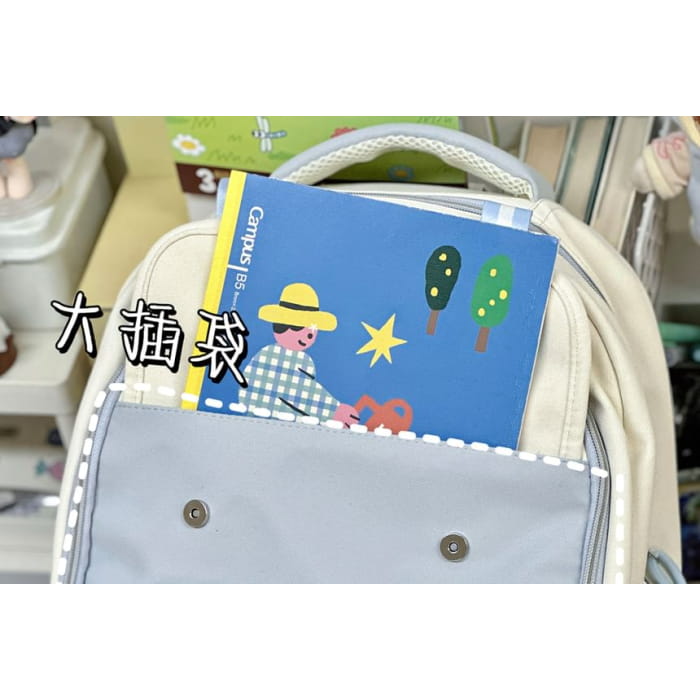 Lettering Mesh Panel Multi-Pocket Backpack / Tote Bag