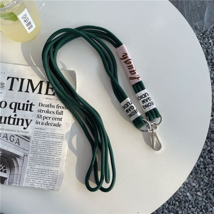 Lettering Phone Lanyard with Pad - With - Dark Green