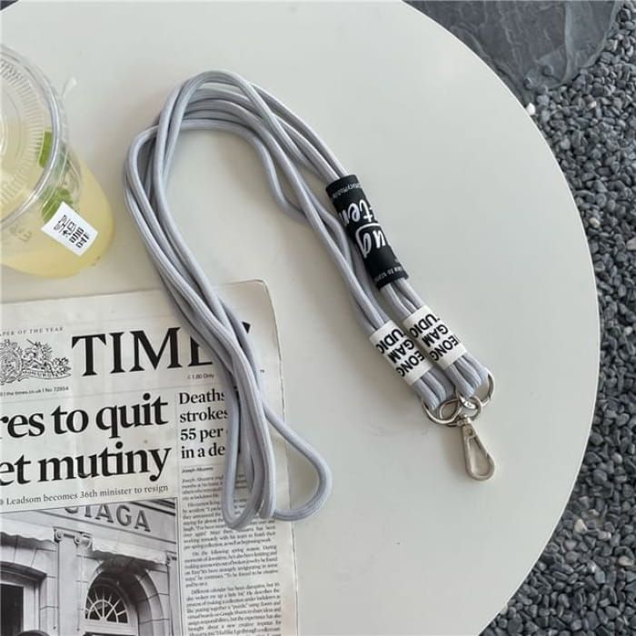 Lettering Phone Lanyard with Pad - With - Gray / One Size