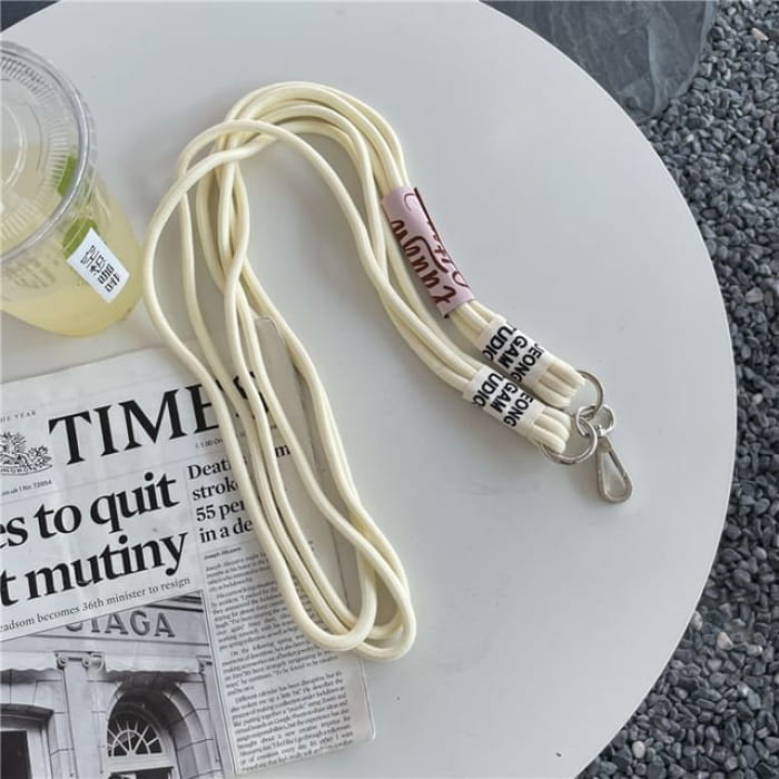 Lettering Phone Lanyard with Pad - With - Milky White