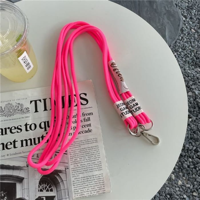 Lettering Phone Lanyard with Pad - With - Neon Rose Pink