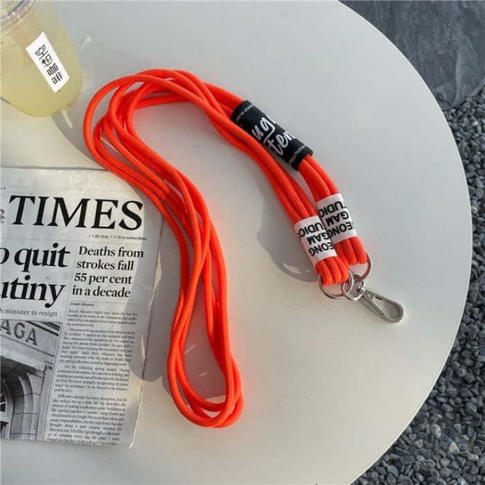 Lettering Phone Lanyard with Pad - With - Orange / One Size