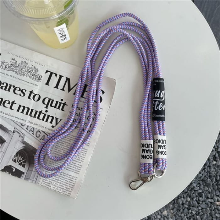 Lettering Phone Lanyard with Pad - With - Purple & Almond