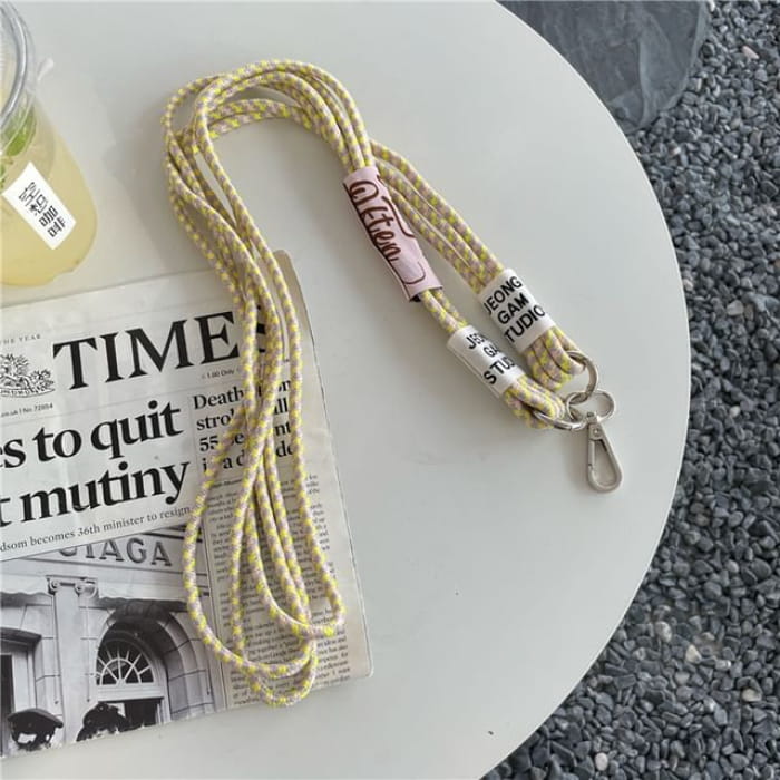 Lettering Phone Lanyard with Pad - With - Yellow & Gray