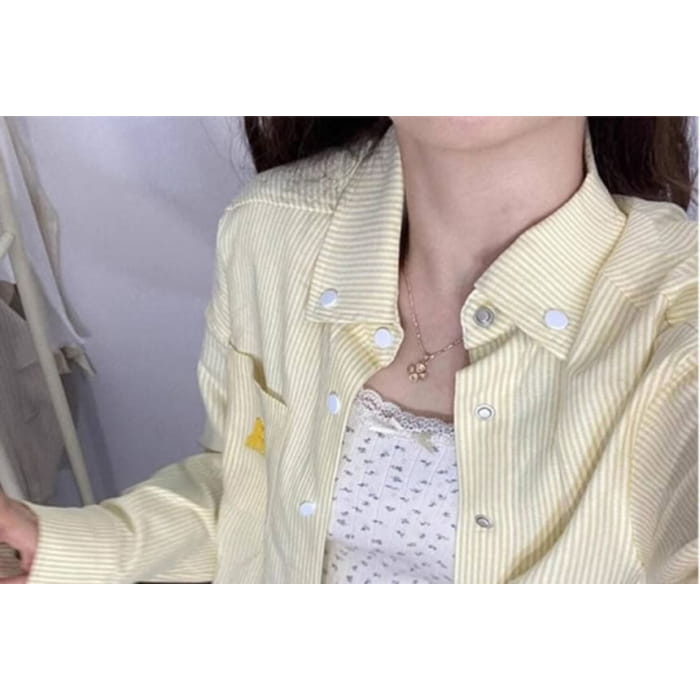 Long Sleeve Collared Striped Shirt