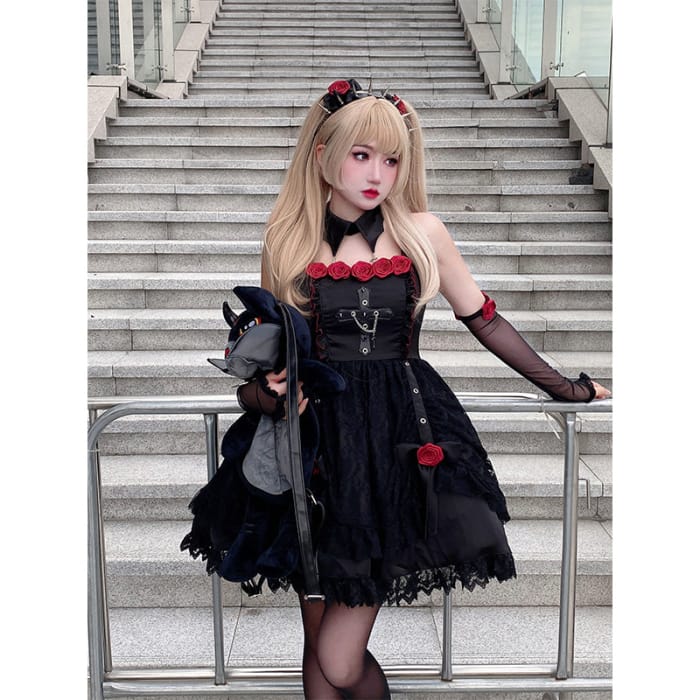 Lovely Rossy Black Misa Style Dress ON807 - M