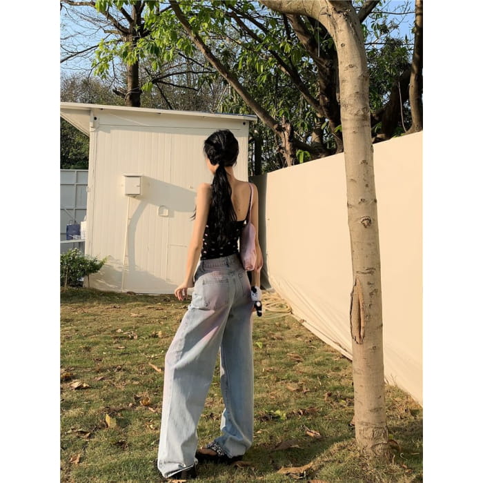 Low Rise Gradient Wide Leg Jeans