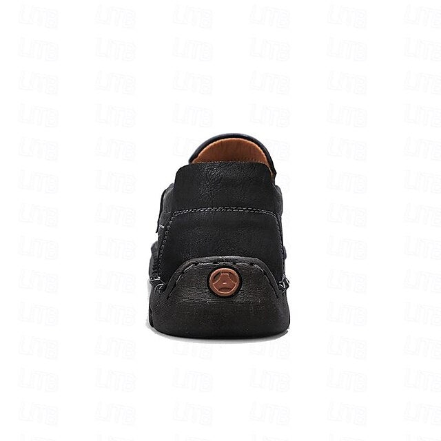 with Leather Brown Men's Side Faux Slip-On Zipper Loafers