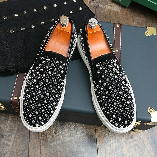 Black Detailing - Shoes Elegant with Pearl Men's Slip-On