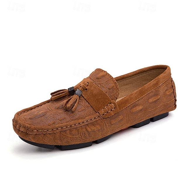 Brown Tassel Men's and Loafers Faux with Suede Detail