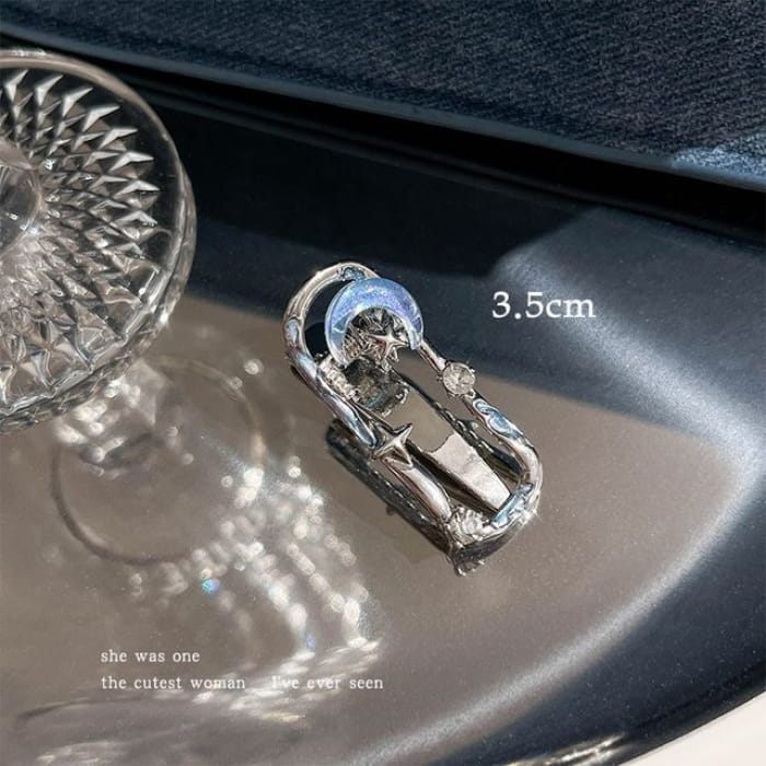 Moon & Star Alloy Hair Clip / Clamp - 04 - Silver Blue