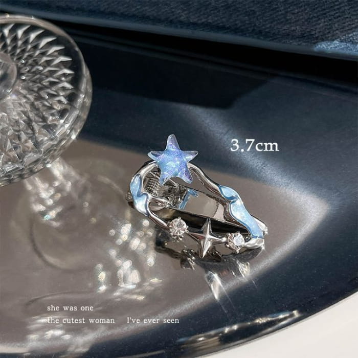Moon & Star Alloy Hair Clip / Clamp - 05 - Silver Blue