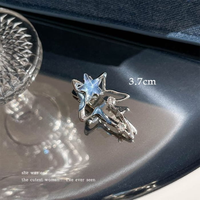 Moon & Star Alloy Hair Clip / Clamp - 06 - Silver Blue