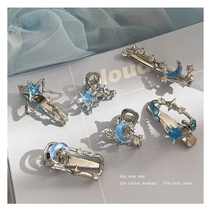 Moon & Star Alloy Hair Clip / Clamp