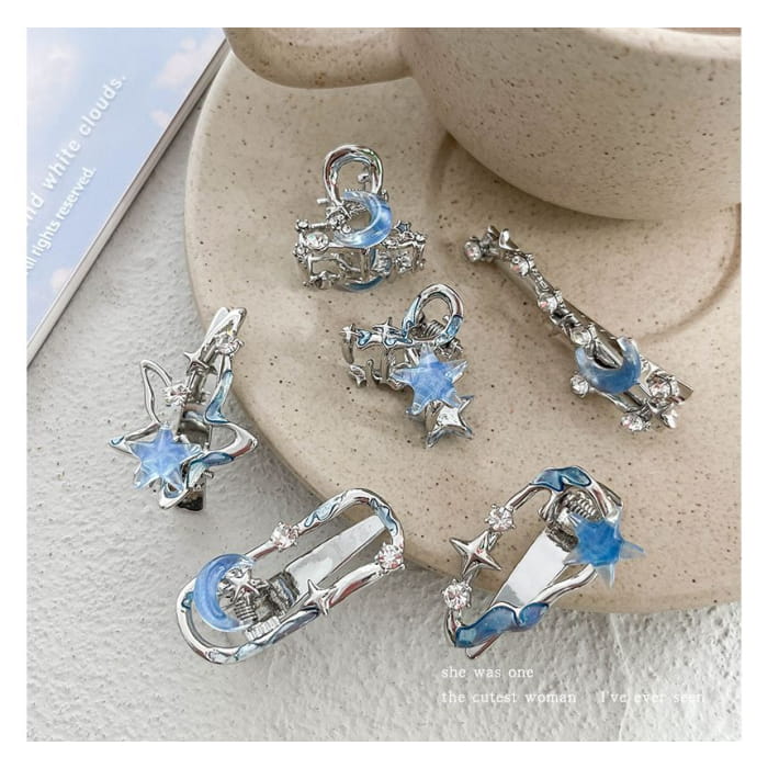 Moon & Star Alloy Hair Clip / Clamp